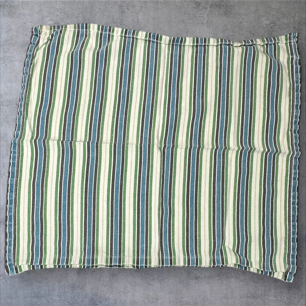 Lot of 6 - Pier 1 Imports Cotton Napkin Green Teal Black White‎ Striped